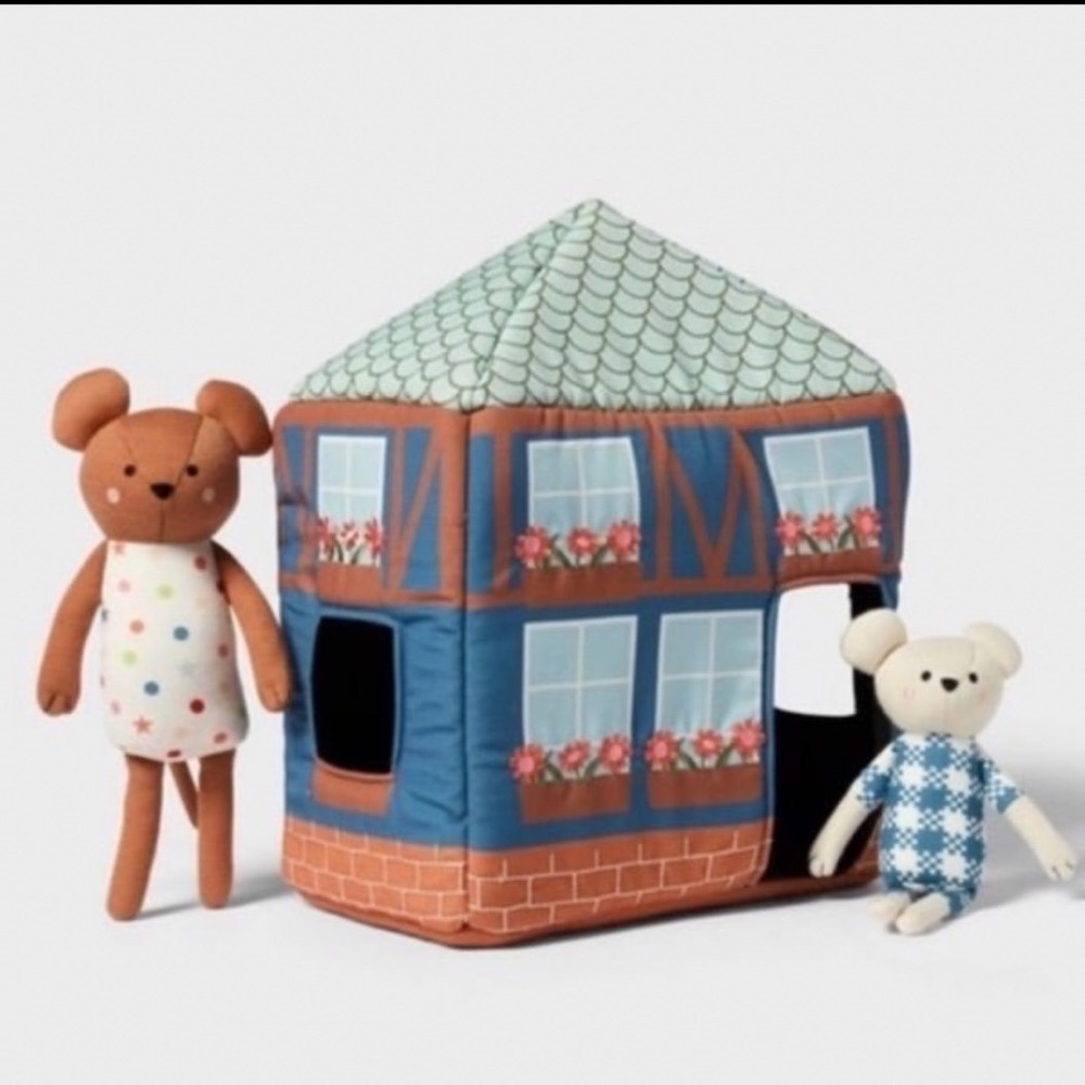Pillowfort Mouse and House Plush Play Set Blue Terracotta Cottagecore 3pc Set